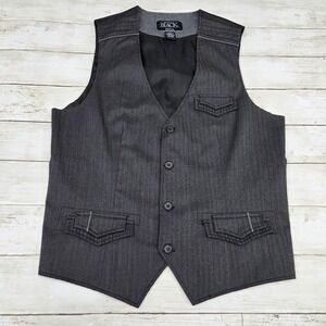 Buckle Black Vest Mens M Grey Slim Fit Button Front Waistcoat